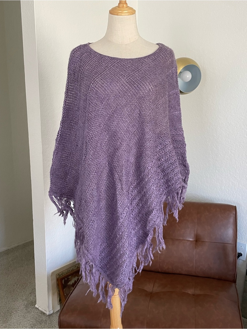 Y2K Deadstock NY Collection Boho Coastal Fringe Soft Knit Poncho
